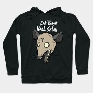 Eat Trash Hail Satan Funny Occult Possum Satanic Pentagram Hoodie